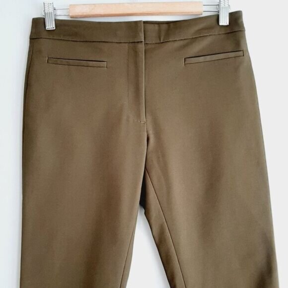 CLUB MONACO | Slim Fit Stretch Crop Ankle Tapered Dress Pant Olive Green Sz 4 - Picture 2 of 10